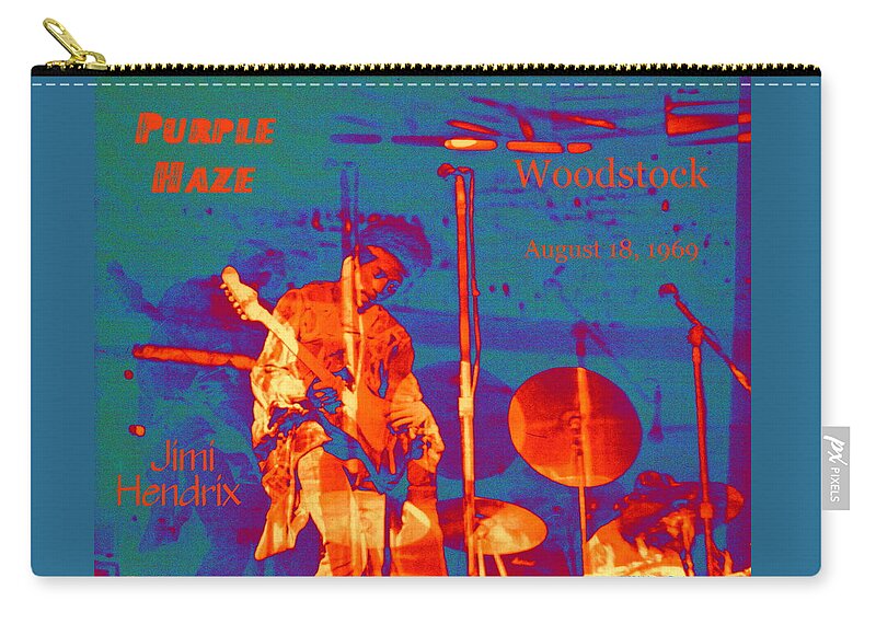 Jimi Hendrix Zip Pouch featuring the digital art Purple Haze by Larry Beat