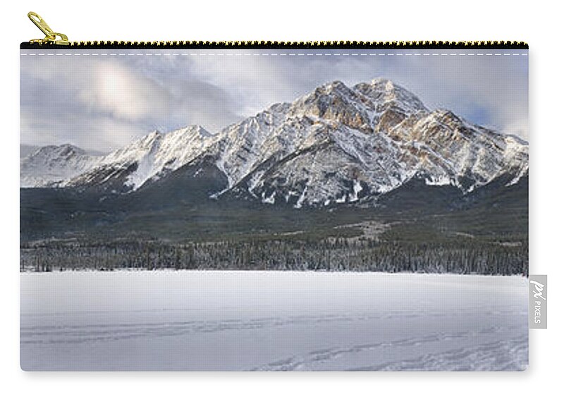 Art Zip Pouch featuring the photograph Pyramid Mountain in Jasper National Park by Randall Nyhof