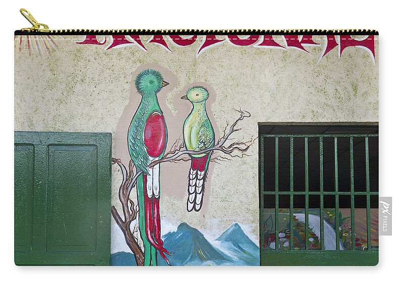 Mural Zip Pouch featuring the photograph Quetzal Painting by Heiko Koehrer-Wagner