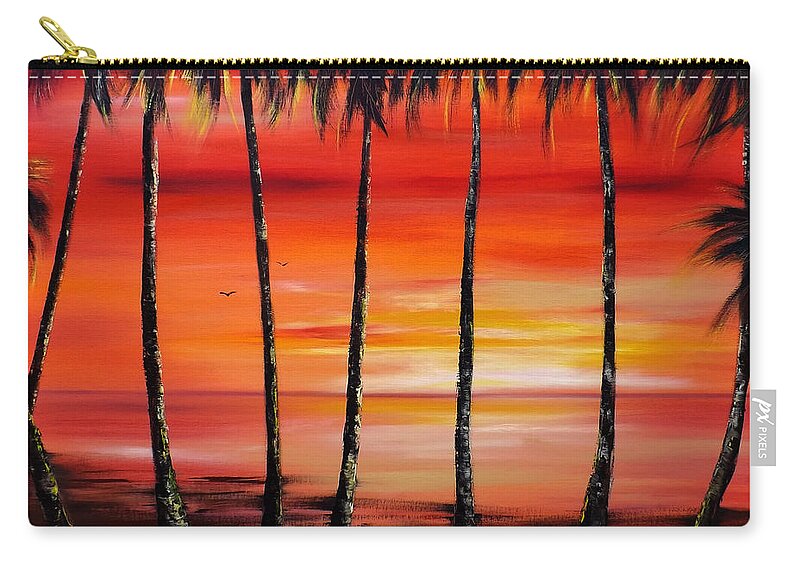 Sunset Zip Pouch featuring the painting Quiet Joy by Gina De Gorna