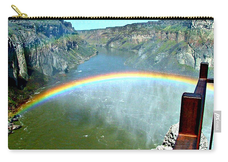 Rainbow Zip Pouch featuring the photograph Rainbow at Shoshone Falls ID by Jo Sheehan