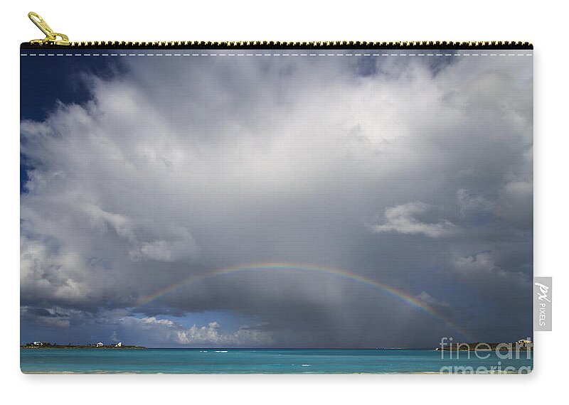 Exuma Zip Pouch featuring the photograph Rainbow Over Emerald Bay by Dennis Hedberg