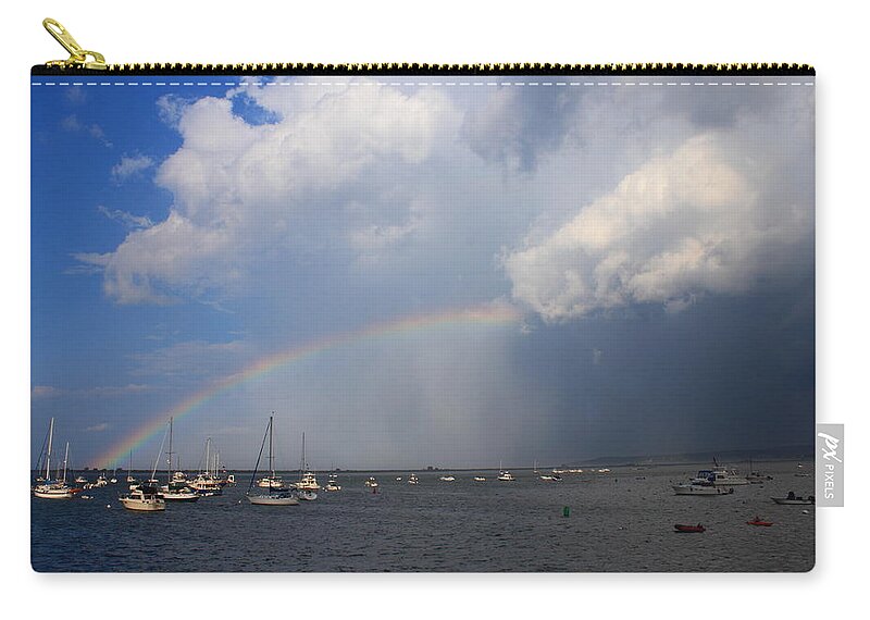 Rainbow Zip Pouch featuring the photograph Rainbow Trailing Thunderstorm by John Burk