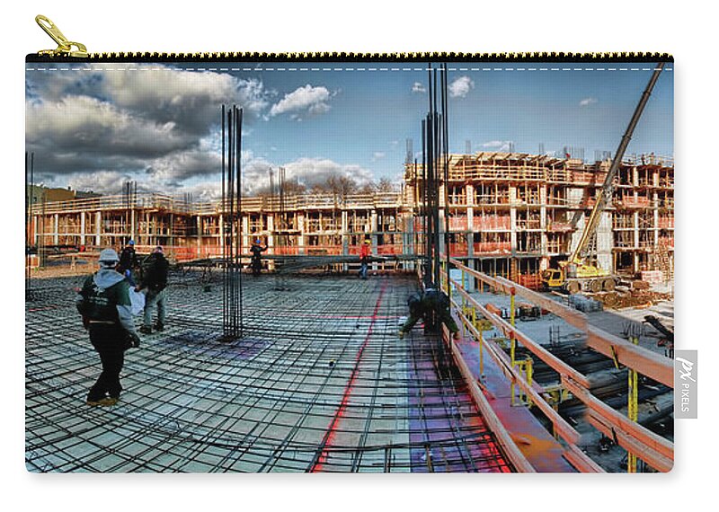 Panoramic Zip Pouch featuring the photograph Raising Bedford by S Paul Sahm