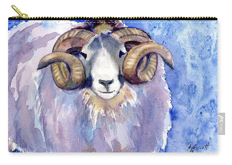 Ram Zip Pouch featuring the painting Rambo by Marsha Elliott