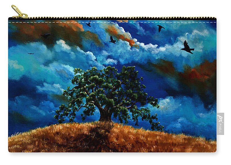 Ravens Zip Pouch featuring the painting Ravens in a Moonlit Landscape by Laura Iverson
