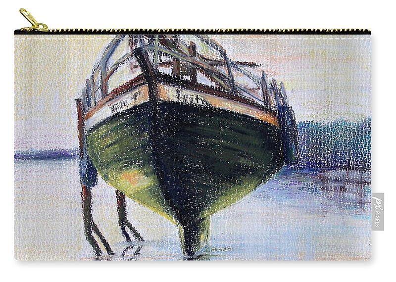Boat Zip Pouch featuring the drawing Ready To Slip by Barbara Pommerenke