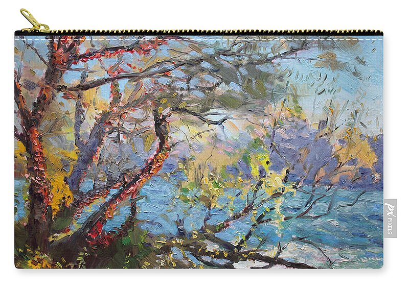 Autumn Carry-all Pouch featuring the painting Red Leaves by Ylli Haruni