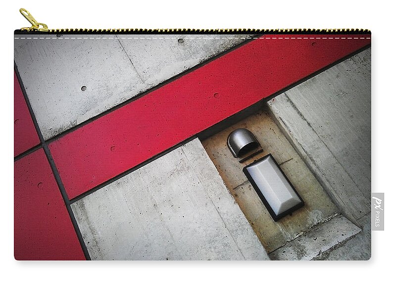 Red Zip Pouch featuring the photograph Red on Concrete by Eena Bo