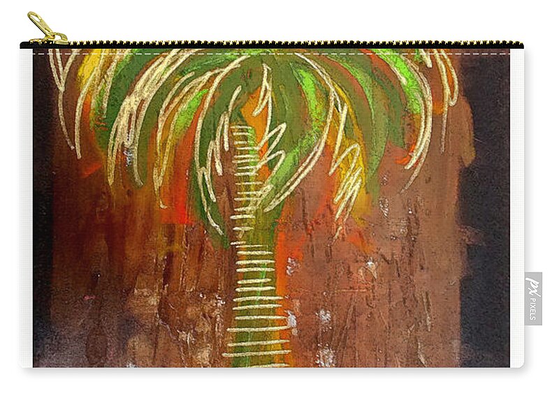 Red Zip Pouch featuring the painting Red Palm by C F Legette