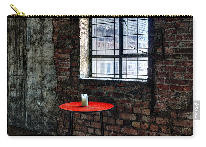 Abandoned Zip Pouch featuring the photograph Red table by Steev Stamford