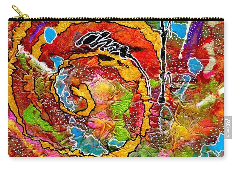 Acrylic Zip Pouch featuring the mixed media Red Wine and Jazz on a Snowy Night by Angela L Walker