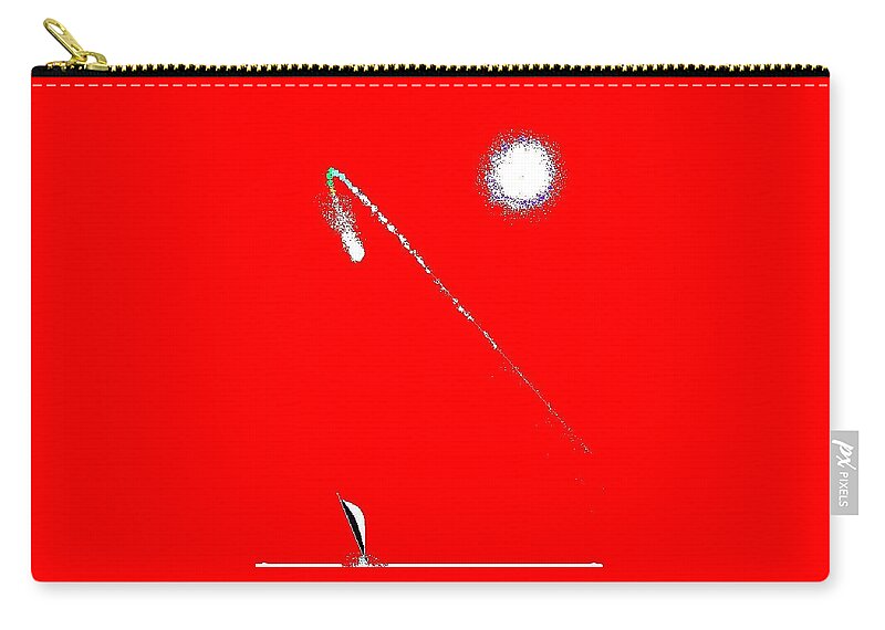 Comet Moon Sailboat Ocean Zip Pouch featuring the digital art Redcomet by Enriquemontana Garcia