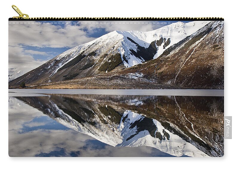 Hhh Zip Pouch featuring the photograph Reflection In Lake Pearson, Castle Hill by Colin Monteath