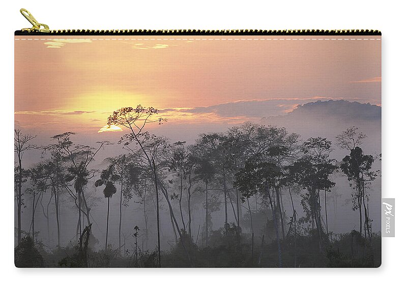 Mp Zip Pouch featuring the photograph River Edge At Dawn, Lower Urubamba by Pete Oxford