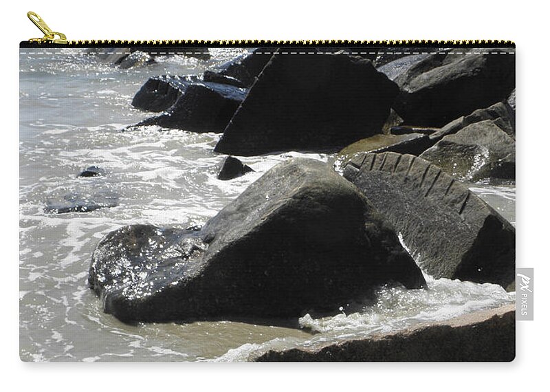 Jetty Zip Pouch featuring the photograph Rock Jetty by Kim Galluzzo