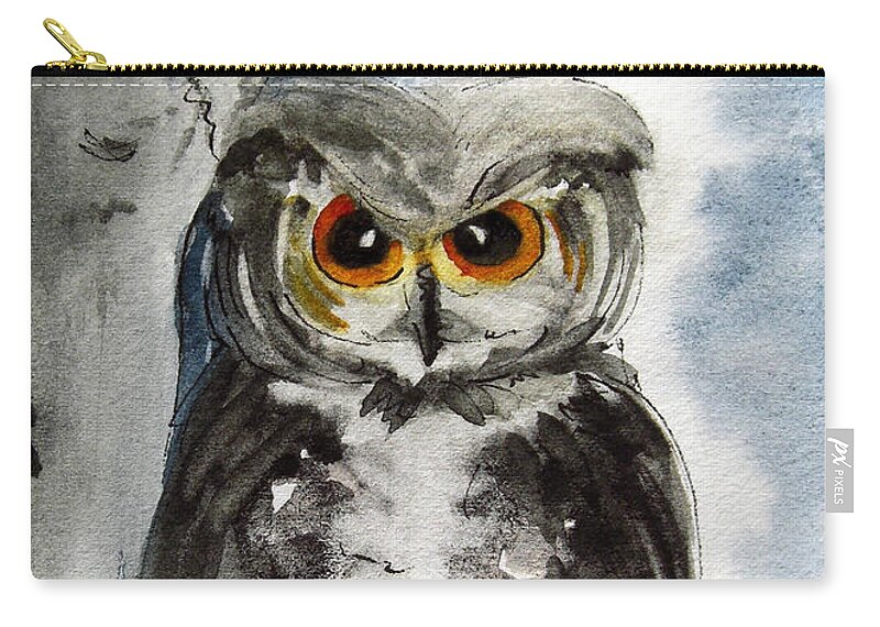 Owl Zip Pouch featuring the painting Rocky Mountain Owl by Dawn Derman
