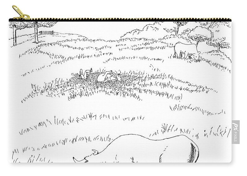  Zip Pouch featuring the drawing Rolling In Clover by Daniel Reed
