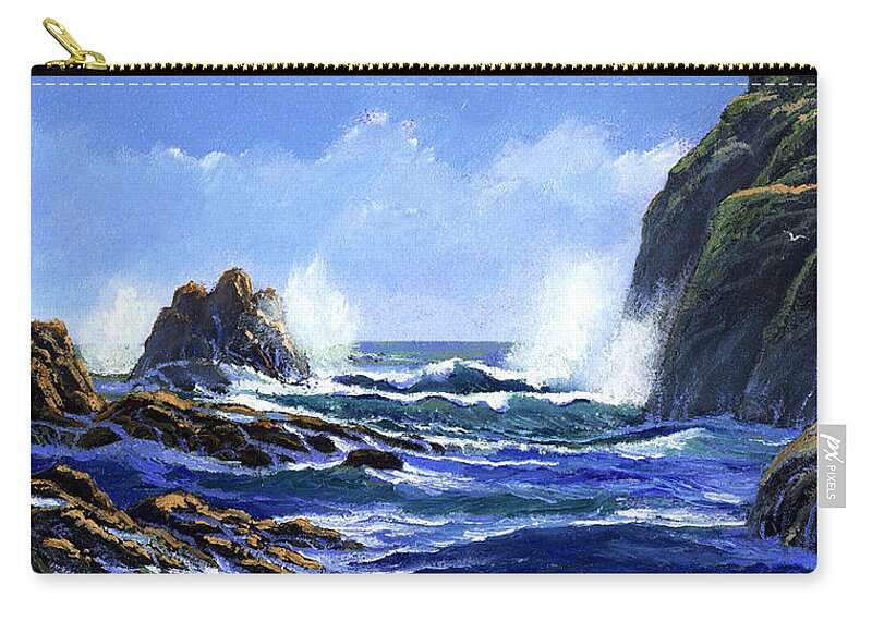 Surf Zip Pouch featuring the painting Rolling Surf by Frank Wilson