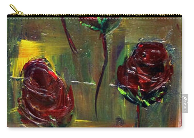 Petal Zip Pouch featuring the painting Roses Free by Kathy Sheeran