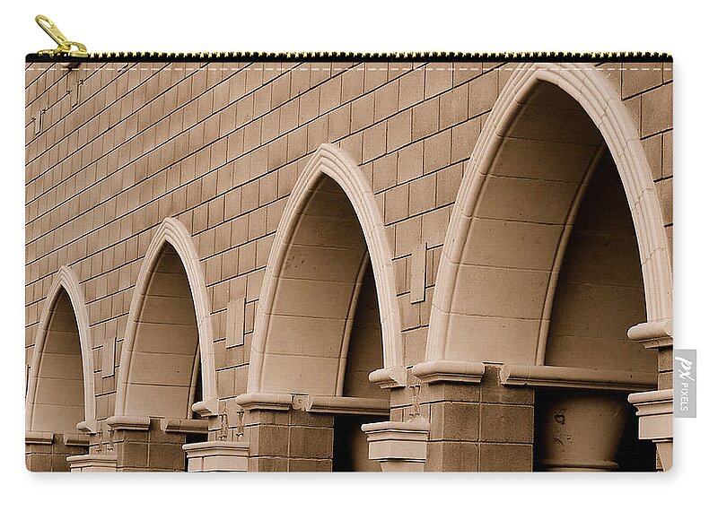 Row Arch Arches Archway Bricks Stone Tiles Monastery Vina Ca Zip Pouch featuring the photograph Row of Arches by Holly Blunkall