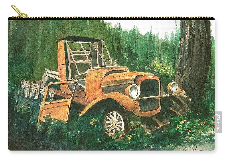 Vintage Zip Pouch featuring the painting Run Down Pick Up by Frank SantAgata