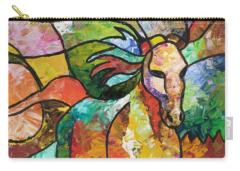 Horse Zip Pouch featuring the painting Run Free by Sally Trace