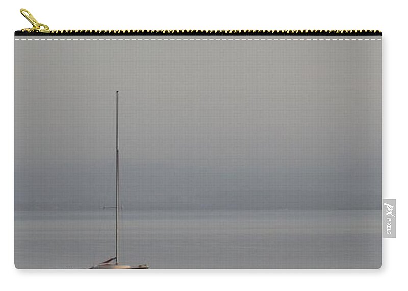 Alone Zip Pouch featuring the photograph Sailboat and Seagull by Billy Beck
