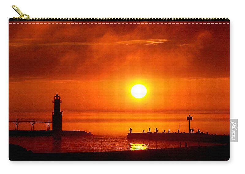 Lighthouse Zip Pouch featuring the photograph Salmon Hunters by Bill Pevlor