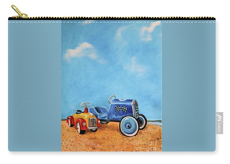 Vintage Zip Pouch featuring the painting Sand Dune Racers by Portraits By NC