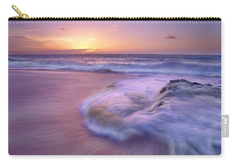 00176742 Zip Pouch featuring the photograph Sandy Beach At Sunset Oahu Hawaii by Tim Fitzharris