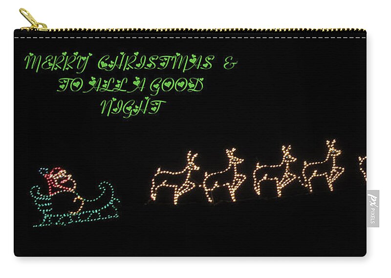 Lights Zip Pouch featuring the photograph Santa Sled and Reindeer by Donna Brown