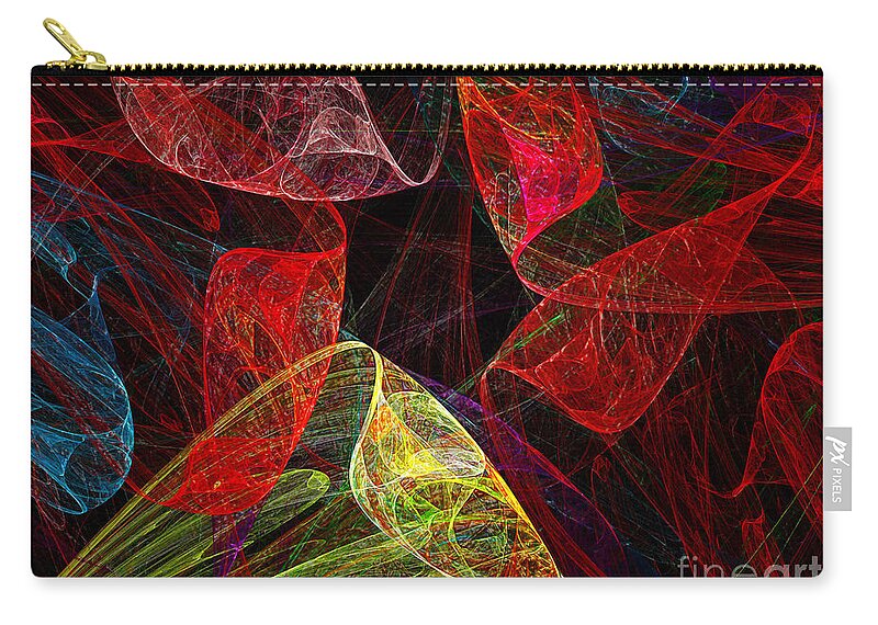 Fractal Zip Pouch featuring the digital art Scarletts Silk Scarves by Andee Design