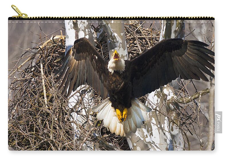 Eagle Zip Pouch featuring the photograph Screaming Eagle by Randall Branham