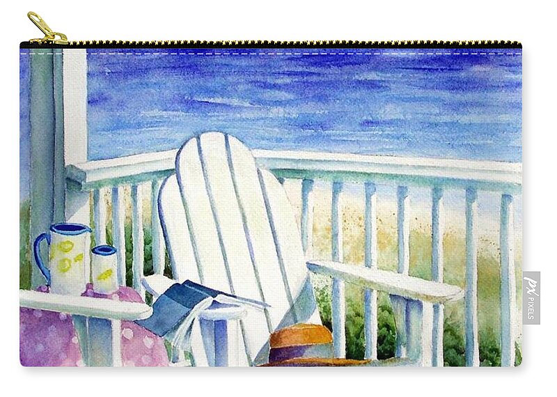 Seascape Zip Pouch featuring the painting Seaside Serenity by Lyn DeLano