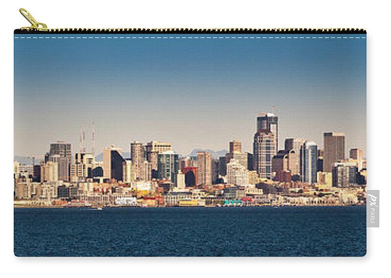 Seattle Zip Pouch featuring the photograph Seattle Cityscape Panorama by Niels Nielsen