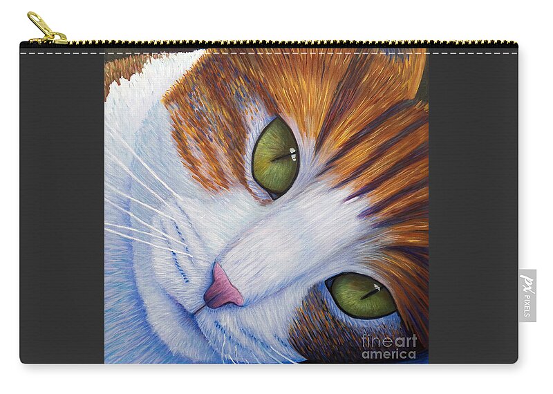 Cat Zip Pouch featuring the painting Secrets by Brian Commerford