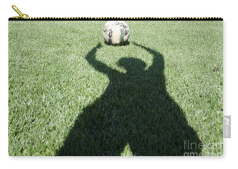 Football Zip Pouch featuring the photograph Shadow playing football by Mats Silvan