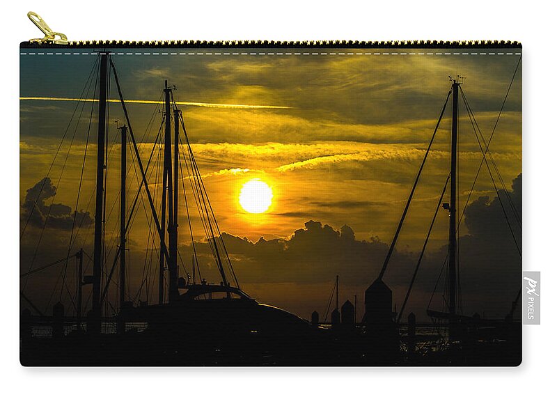 Marina Zip Pouch featuring the photograph Silhouettes at the Marina by Shannon Harrington