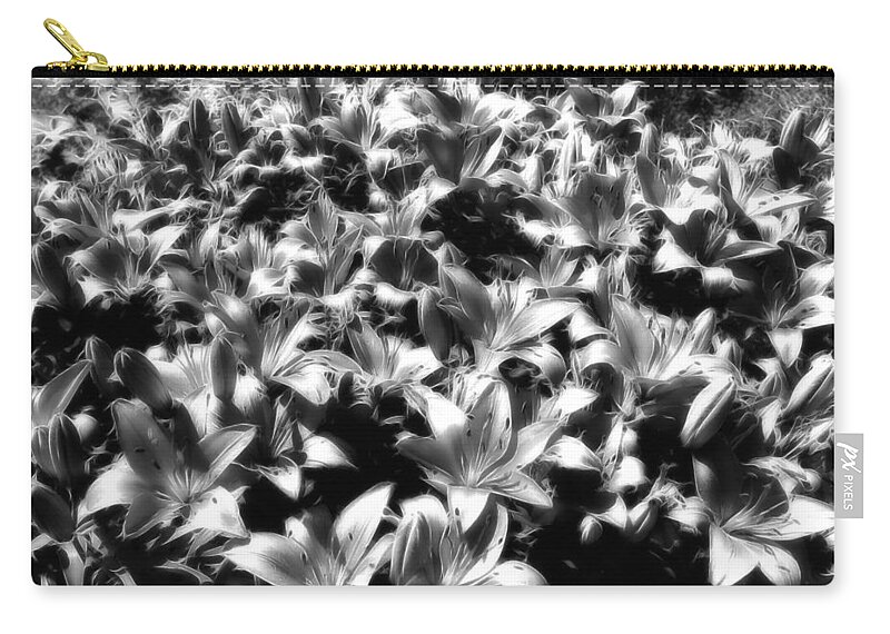 B&w Zip Pouch featuring the photograph Silver Lilies by Bill and Linda Tiepelman