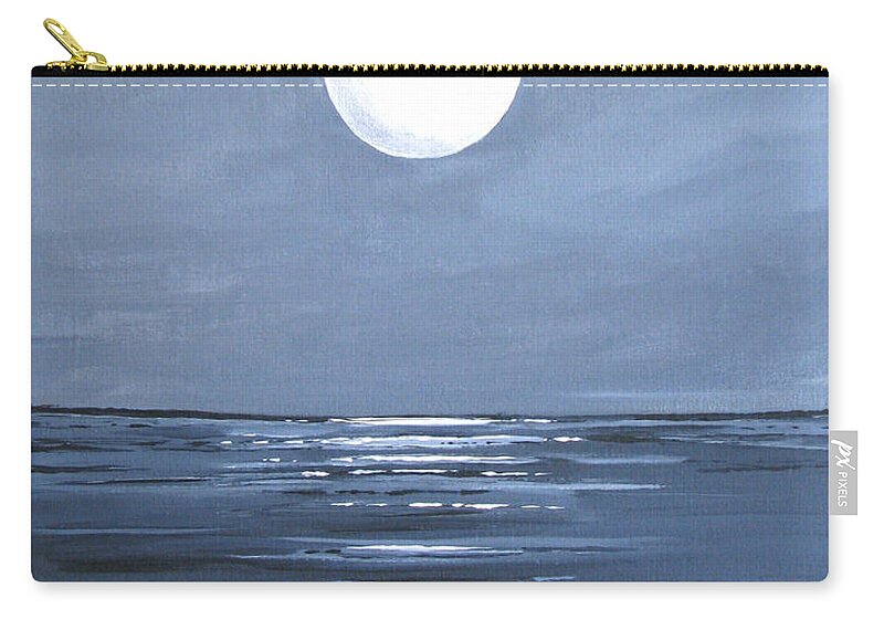 Moon Zip Pouch featuring the painting Silver Moon by Stacey Zimmerman