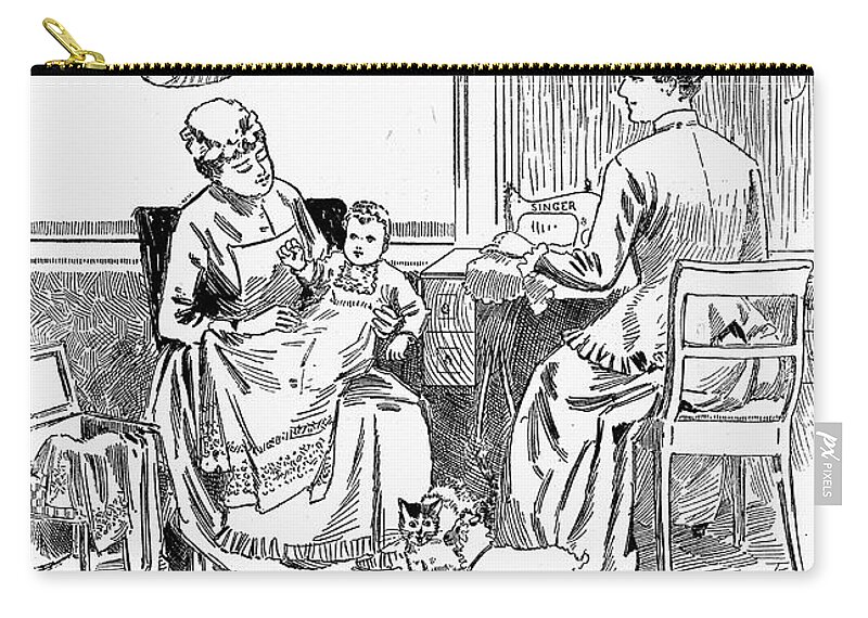 1888 Zip Pouch featuring the photograph Singer Sewing Machine Ad by Granger