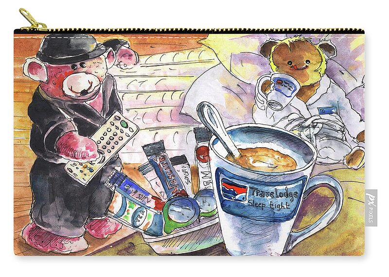 Travel Sketch Zip Pouch featuring the painting Sleep Tight in The Travelodge by Miki De Goodaboom