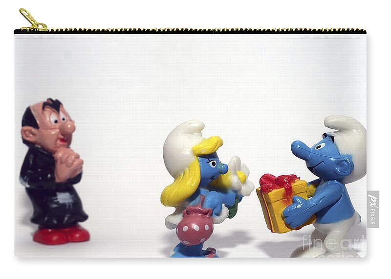 Smurf Zip Pouch featuring the photograph Smurf figurines by Amir Paz
