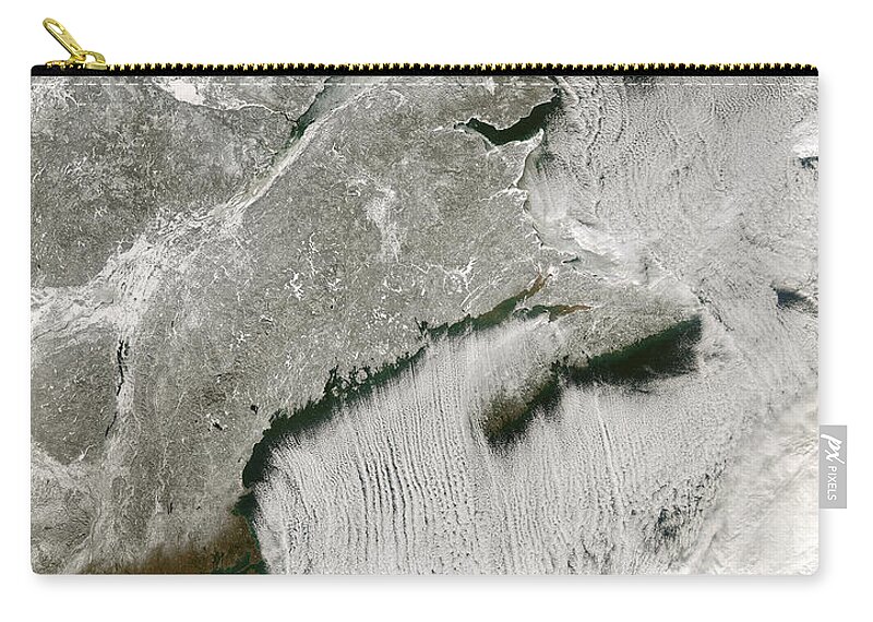 Atlantic Zip Pouch featuring the photograph Snow And Cloud Streets, New England by Stocktrek Images
