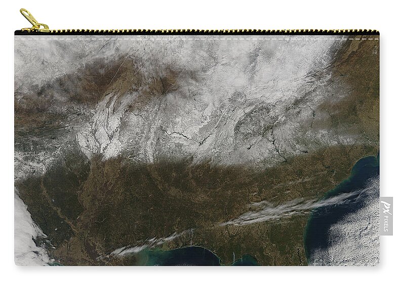 Snowstorm Zip Pouch featuring the photograph Snow Cover Stretching From Northeastern by Stocktrek Images