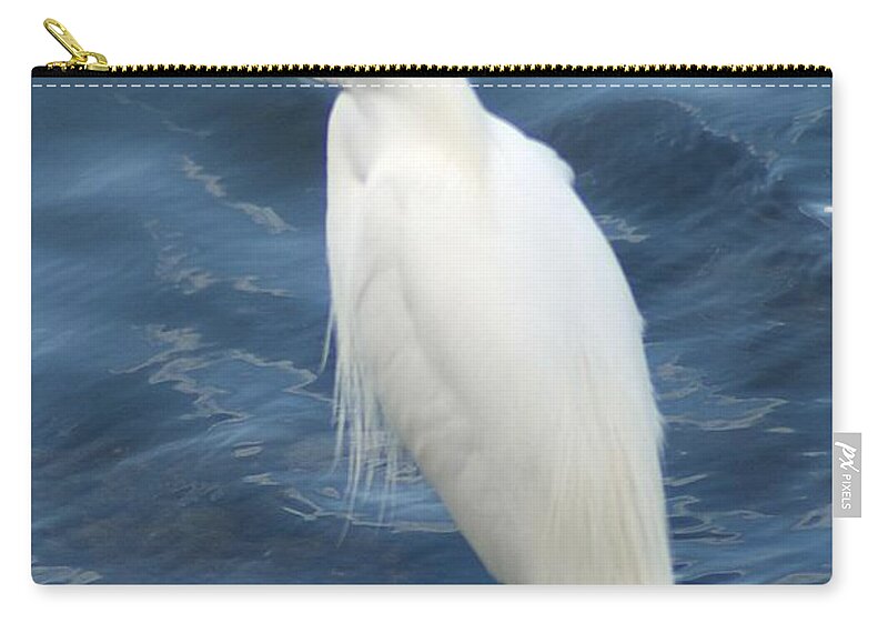 Snowy Zip Pouch featuring the photograph Snowy Egret 1 by Joe Faherty