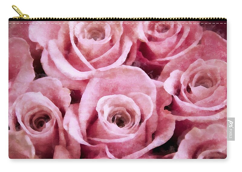 Pink Zip Pouch featuring the photograph Soft Pink Roses by Angelina Tamez
