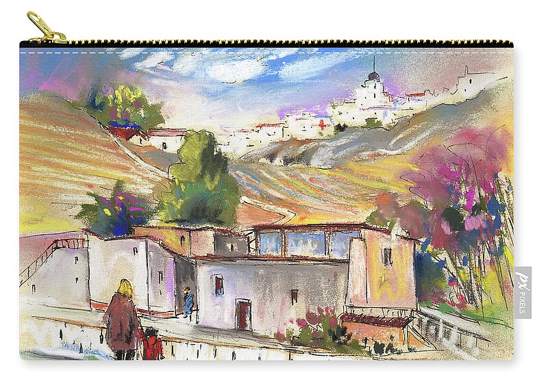 Spain Zip Pouch featuring the painting Sorbas in Spain 01 by Miki De Goodaboom