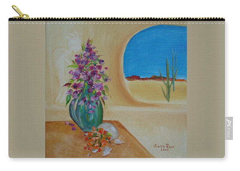 Kokopelli Zip Pouch featuring the painting Southwestern 3 by Judith Rhue